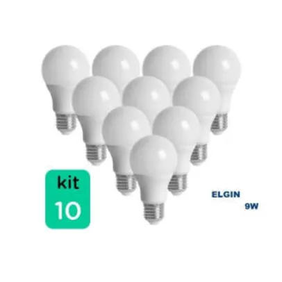(R$46) Kit com 10 Lâmpadas LED BULBO 9W ELGIN A60 R$46