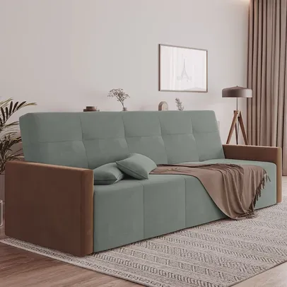 Sofa Cama Retrátil e Reclinável Casal Paris 2m Veludo Cinza