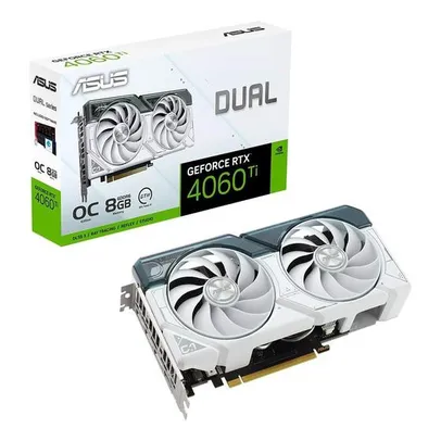 Placa de Vídeo RTX 4060 TI DUAL O8G White ASUS NVIDIA GeForce, 8GB GDDR6, DLSS, Ray Trancing, G-Sync - 90YV0J42-M0NA00