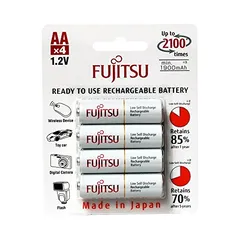 4 Pilhas AA Recarregáveis 2100x da Fujitsu Standard (= Eneloop) com 2000 mAh