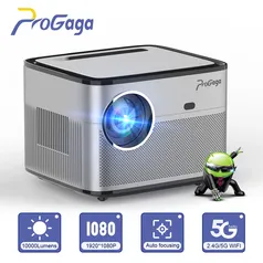 [Do Brasil] Projetor ProGaga PG550W, 1080P, Suporte 4K, WiFi 5G, 10.000 Lumens, Android