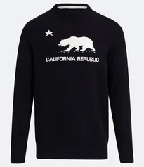 Suéter em Algodão com Estampa de Urso Califórnia Republic Preto
