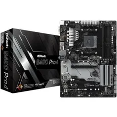 Placa-Mãe ASRock B450 Pro4, AMD AM4, ATX, DDR4 - R$605