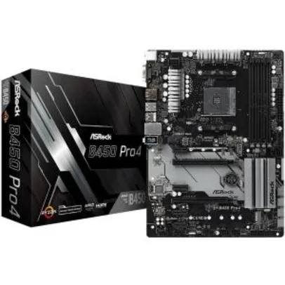 Placa-Mãe ASRock B450 Pro4, AMD AM4, ATX, DDR4 - R$605