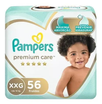 Fraldas Descartáveis Premium Care Tamanho XXG Com 56 Unidades Pampers