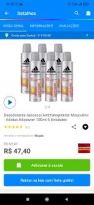 Desodorante Masculino Adidas Adipower 6un 150ml (R$7, 90 un) | R$47