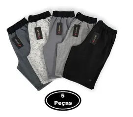 Kit 5 Bermudas Moletom Masculina  Listrada Academia N.f  Ful