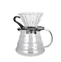 Conjunto Coador de Café Tipo Hario V60 Com Jarra de Vidro 600ml