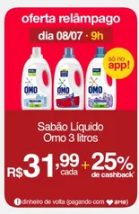 [APP] [AME R$20] Sabão Líquido OMO Puro Cuidado 3L