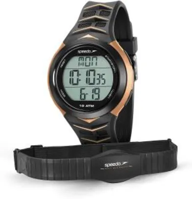 Relógio Monitor Cardíaco, Speedo, 80621G0EVNP3, Preto/ Dourado | R$ 159