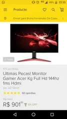 Monitor Gamer Acer 144 Hz - R$949