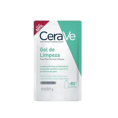 CeraVe, Refil Gel de Limpeza Facial Para Pele Normal a Oleosa, com Ácido Hialurônico e Niacinamida, 227g