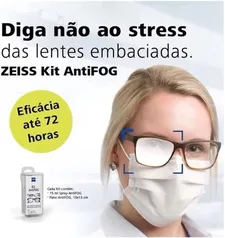 Flanela ZEISS AntiFOG Kit Anti-embaçamento de Lentes, proteção 72hrs