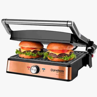 Foto do produto Grill Press Prime Inox Gradiente PGGR152 Cobre 1500W