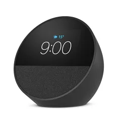 Novo Echo Spot com Alexa (2024) | Despertador inteligente com som vibrante | Cor Preta