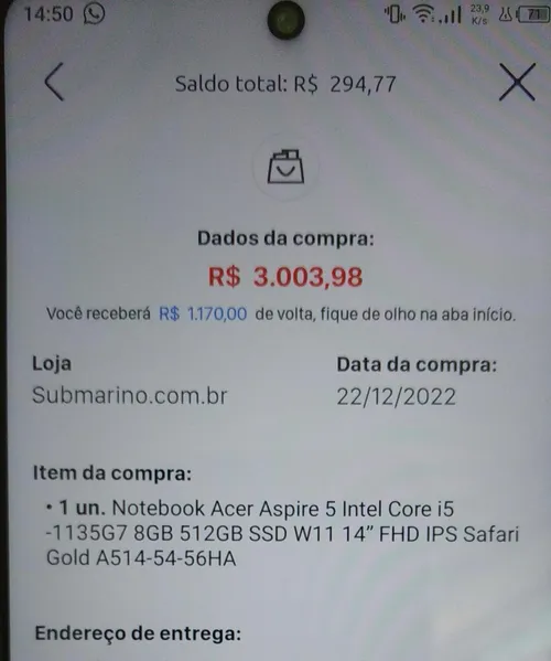 Imagem na descrição da promoção