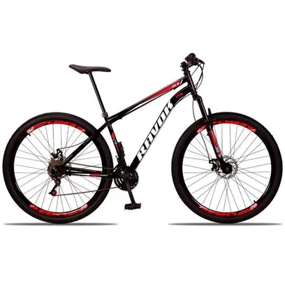 Foto do produto Bicicleta Mountain Bike 21v Aço Suspensão Shimano Vermelho Ravok