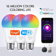 [Conta Nova]  Lâmpada Inteligente LED Tuya 15W RGB compatível com o google assistente e alexa