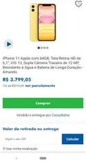 iPhone 11 Apple com 64GB, Amarelo 12x sem juros