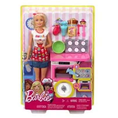 Boneca Barbie Cozinhando e Criando Chef de Bolinhos, Loira, Mattel | R$98