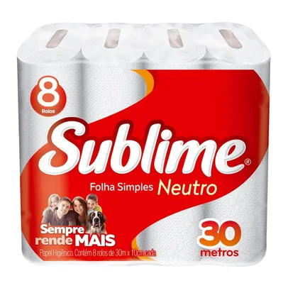 [ R$1,89 MOEDAS/BR] Papel Higienico Folha Simples Sublime 8 Rolos #Aliexpress🇧🇷