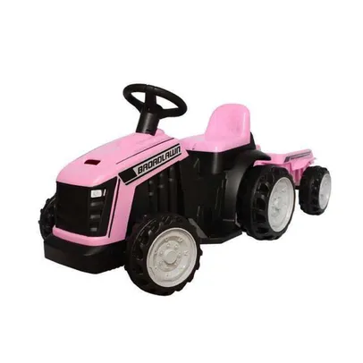 Trator Elétrico Bang Toys 6 Volts com Caçamba Rosa