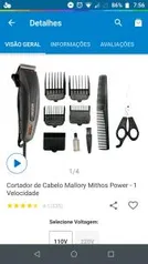 Cortador de Cabelo Mallory Mithos Power - 1 Velocidade - R$30