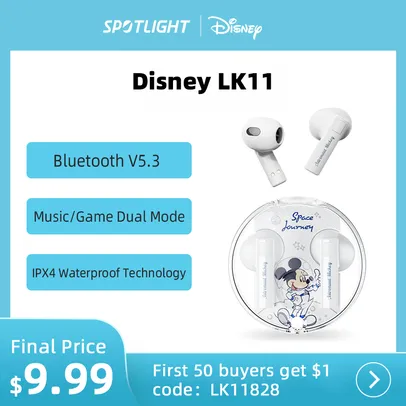 Original disney lk11 fones de ouvido sem fio bluetooth 5.3