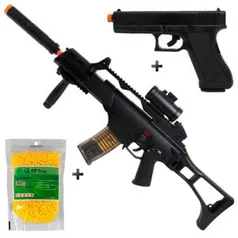 Kit Rifle de Airsoft Elétrico Umarex HK G36C TOY + Red Dot + Pistola Glock G17 + 2000 bbs + Silicone - R$599