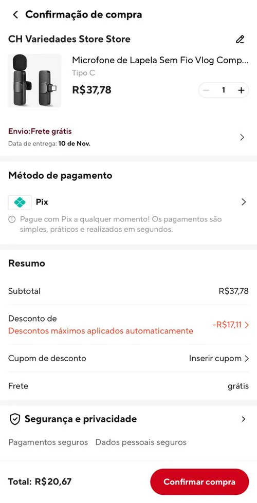 Imagem na descrição da promoção