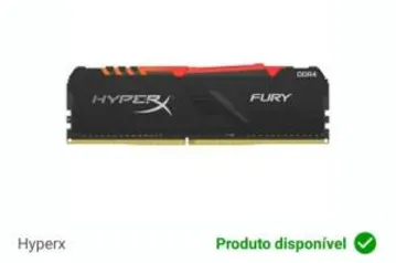 Memória HyperX Fury RGB, 8GB, 3000MHz, DDR4, CL15, Preto - R$278