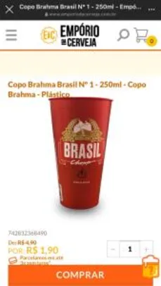 COPO BRAHMA 250ML | R$ 2