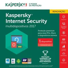 Kaspersky Internet Security 2017 Multidispositivos 1 PC - R$35