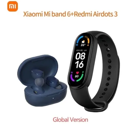 [Internacional]Kit Xiaomi Redmi Air Dots 3 e Mi Band 6, Versão Global