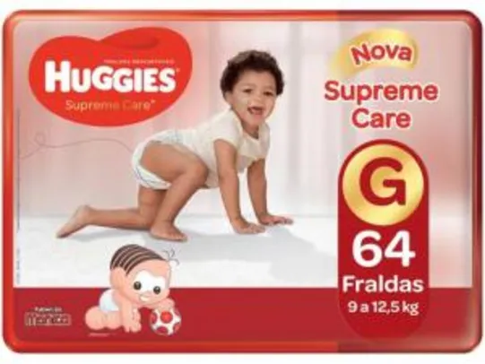 Fralda Huggies Turma da Mônica Supreme Care - Tam. G 9 a 12,5kg 64 Unidades