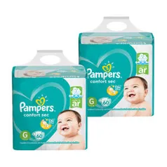 Kit de Fraldas Pampers G Confort Sec Super - 120 Unidades - R$95