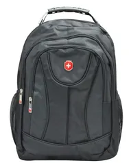 Mochila para notebook em poliéster, Preta, Unissex