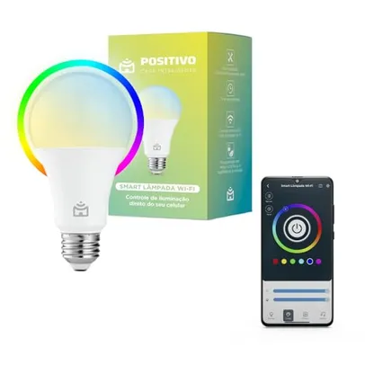 Smart Lâmpada Wi-Fi Positivo Casa Inteligente, iluminação branca e RGB, 9W, 806 Lúmens, LED, Bivolt, Compatível com Alexa, Google Assistente