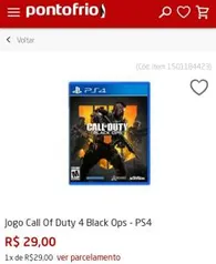 Jogo Call Of Duty 4 Black Ops - PS4