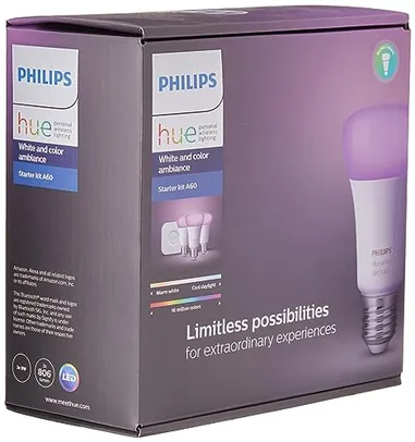 Philips Hue White & Color Ambiance 9w A60 E27 Starter Kit 110v - 3 Lâmpadas + Hub