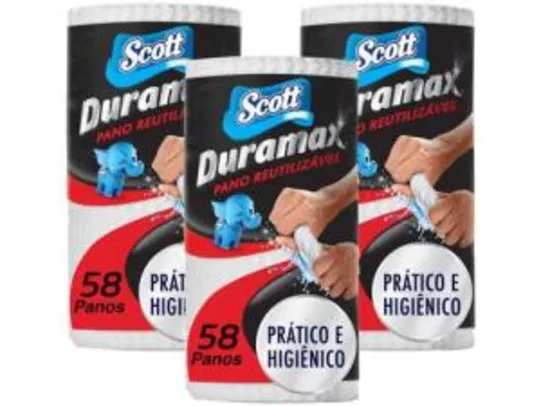 Pano de Limpeza Scott Duramax Reutilizável - 3 Pacotes com 58 Unidades Cada | R$25