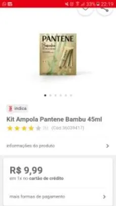 Kit Ampola Pantene Bambu 45ml | R$10