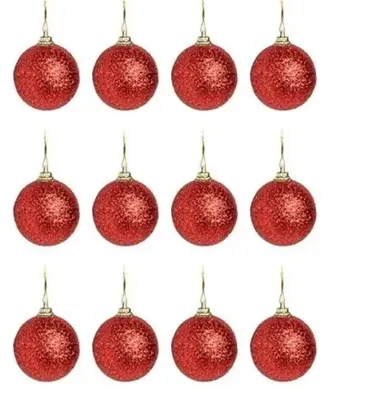 Bola de Natal Vermelho com Glitter 4cm