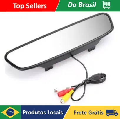 [DoBrasil] Espelho Retrovisor Tela Lcd Saída Camera Ré Tela Lcd 4,3