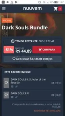 Dark souls 2 e 3 no pacote por preço extraordinária | R$45