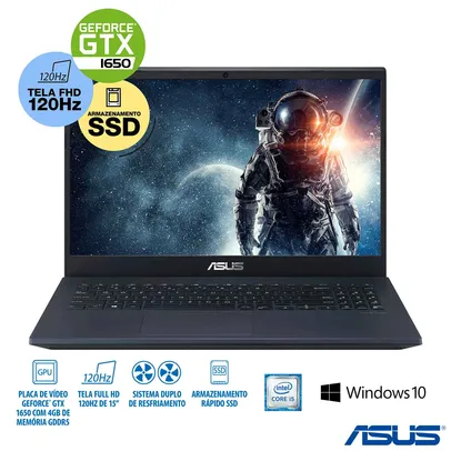 Notebook Gamer Asus, Intel Core i5 9300H, 16GB, 256GB SSD, 15,6" Full HD 120Hz NVIDIA® GTX 1650, Preto - X571GT-AL888