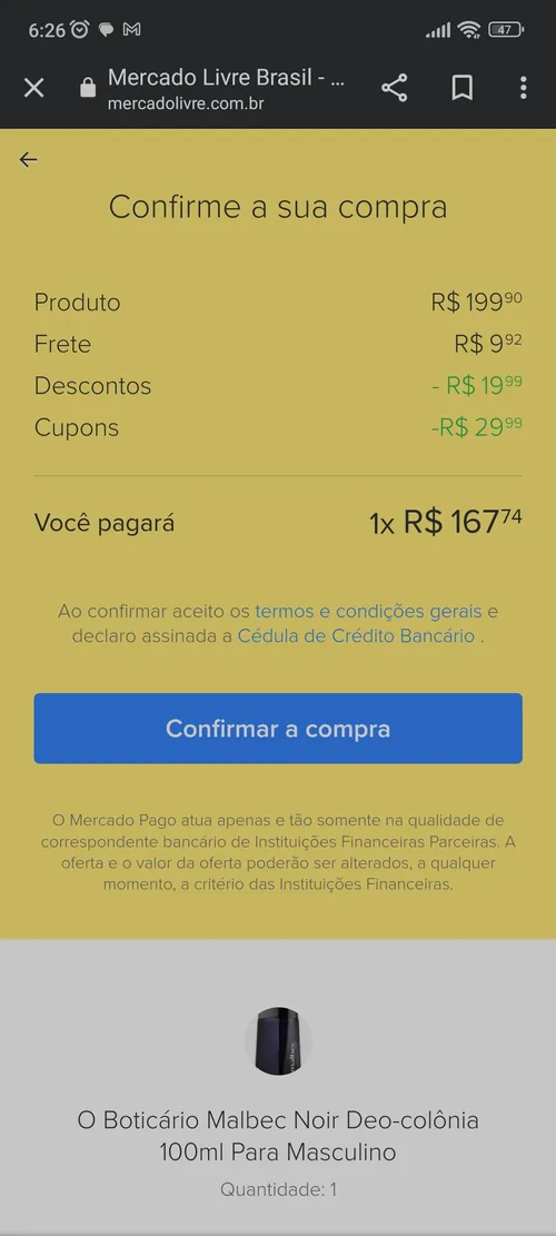 Imagem na descrição da promoção