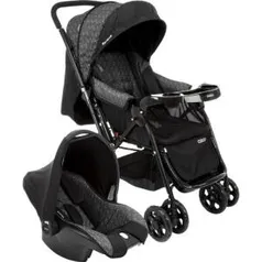 Carrinho de Bebê Travel System Reverse Preto Rajado R$ 490