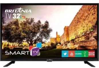 Smart TV LED 32" Britânia BTV32G51SN HD com Conversor Digital 2 HDMI 1 USB Wi-Fi Áudio Dolby - Preta | R$799