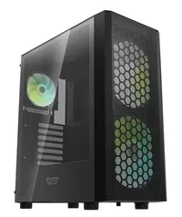 GABINETE GAMER AIGO DARKFLASH DK360 MESH, MID-TOWER, LATERAL DE VIDRO, COM 3 FANS, PRETO, DK360-MESH